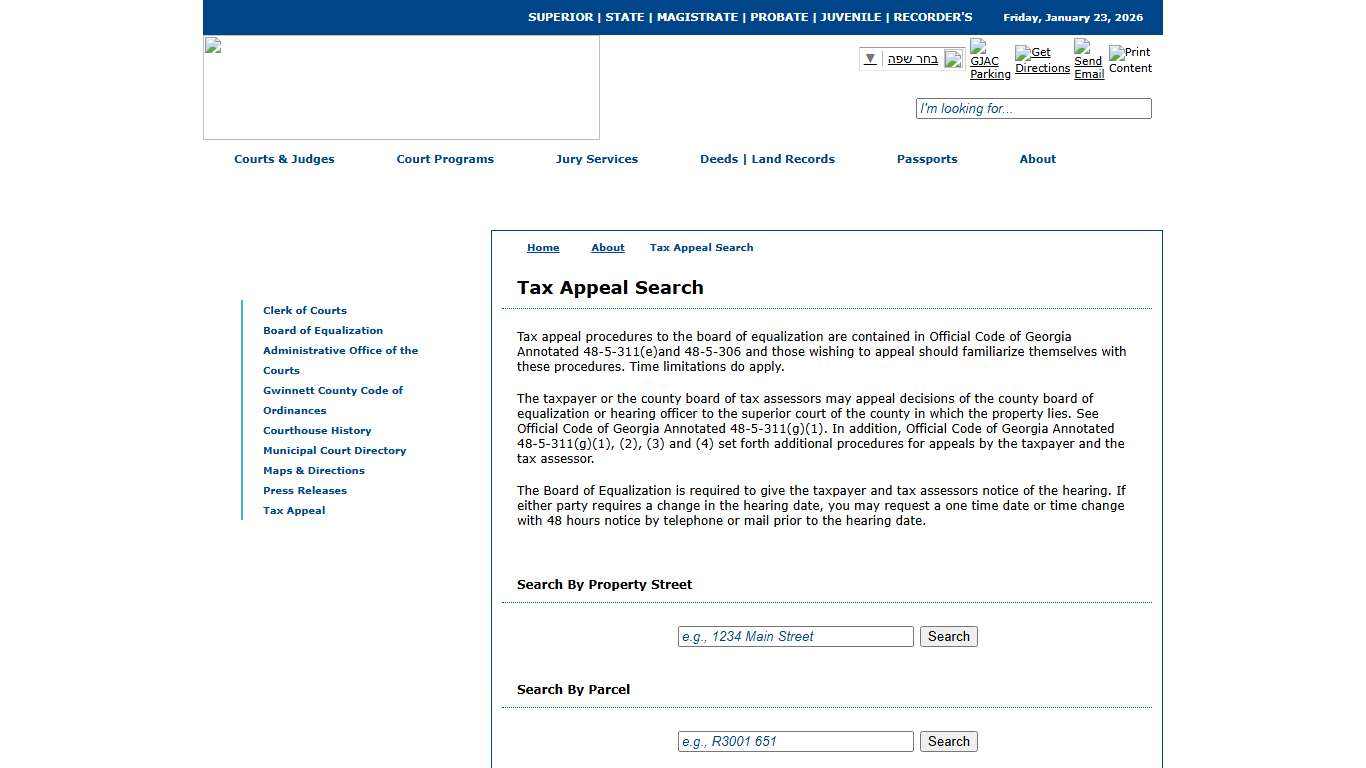 Gwinnett County - About - Tax Appeal Search